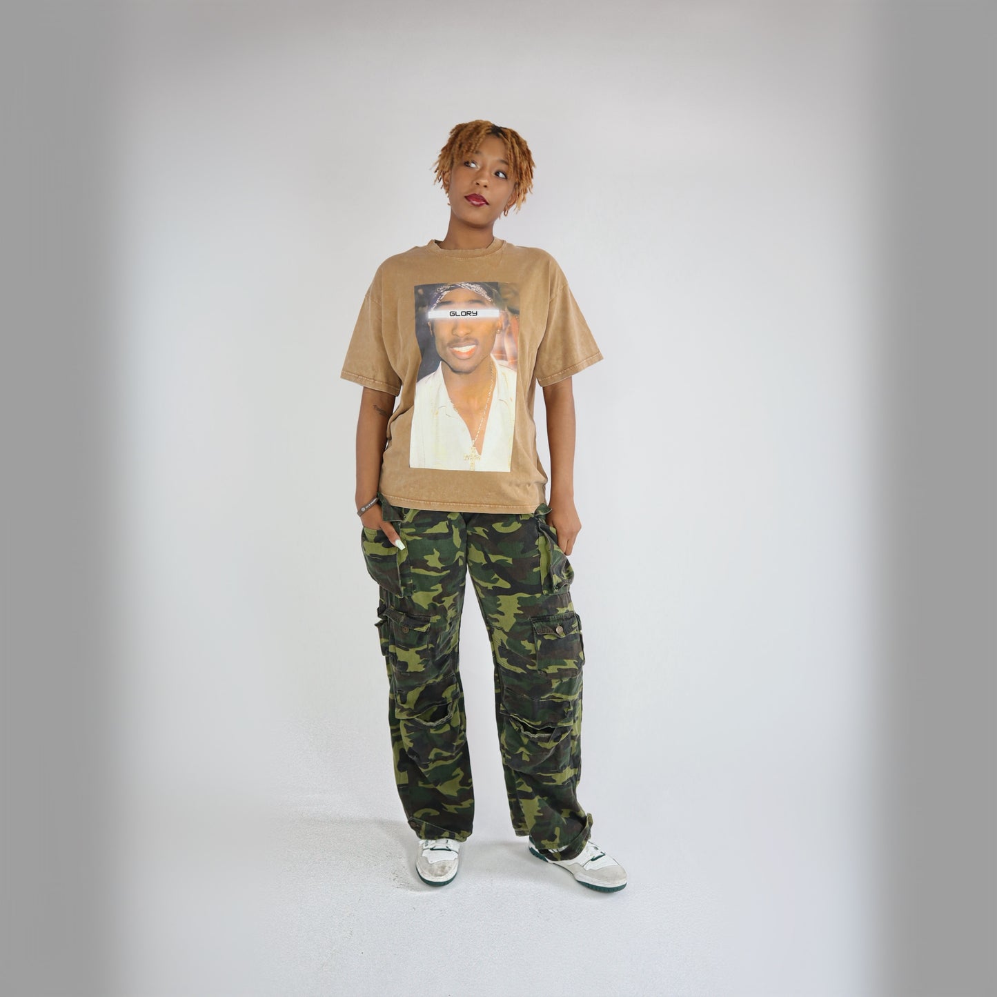 Real Eyes Oversized Acid Washed Tupac T-Shirt